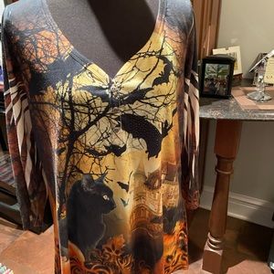 large elegant womans Halloween shirt